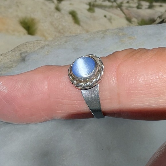 🌺Vintage Sterling Blue Glass Ring - Picture 5 of 10